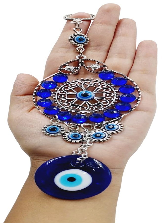 ARTISKRITI Evil Eye Hanging for Home Entrance Door Decoration, Nazar Battu for Home Protection Protection (Round Moon) - Image 1